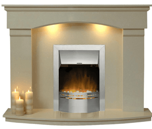 Electric Fireplace Cambridge with  E1 Electric Silver Fire Package - bespokemarblefireplaces