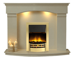Marble Fireplace Cambridge Surround with Dimplex Brass Electric Fire E3 Package - bespokemarblefireplaces