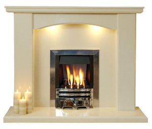 Marble Fireplace Charrington Surround with Lights and Gas Fire- bespokemarblefireplaces