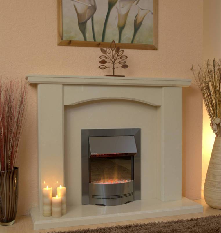Marble Fireplace Charrington Surround with Lights and Gas Fire- bespokemarblefireplaces