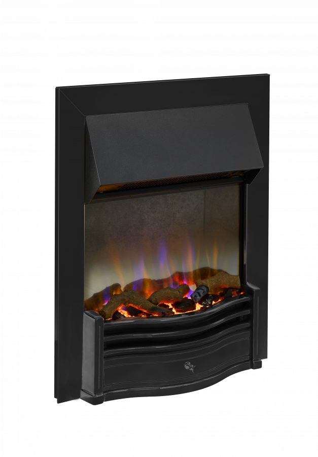 Black Electric Fire E7 with Logs, pebbles, crystals, coal u0026 Remote -  bespokemarblefireplaces