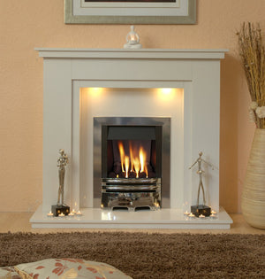 Marble Fireplace Chesterfield Surround with Gas Fire and Lights- bespokemarblefireplaces