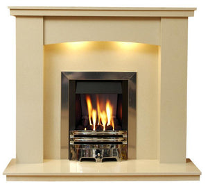 Gas Fireplace Dorchester Marble Surround with Chrome Gas G2 Fire Package - bespokemarblefireplaces