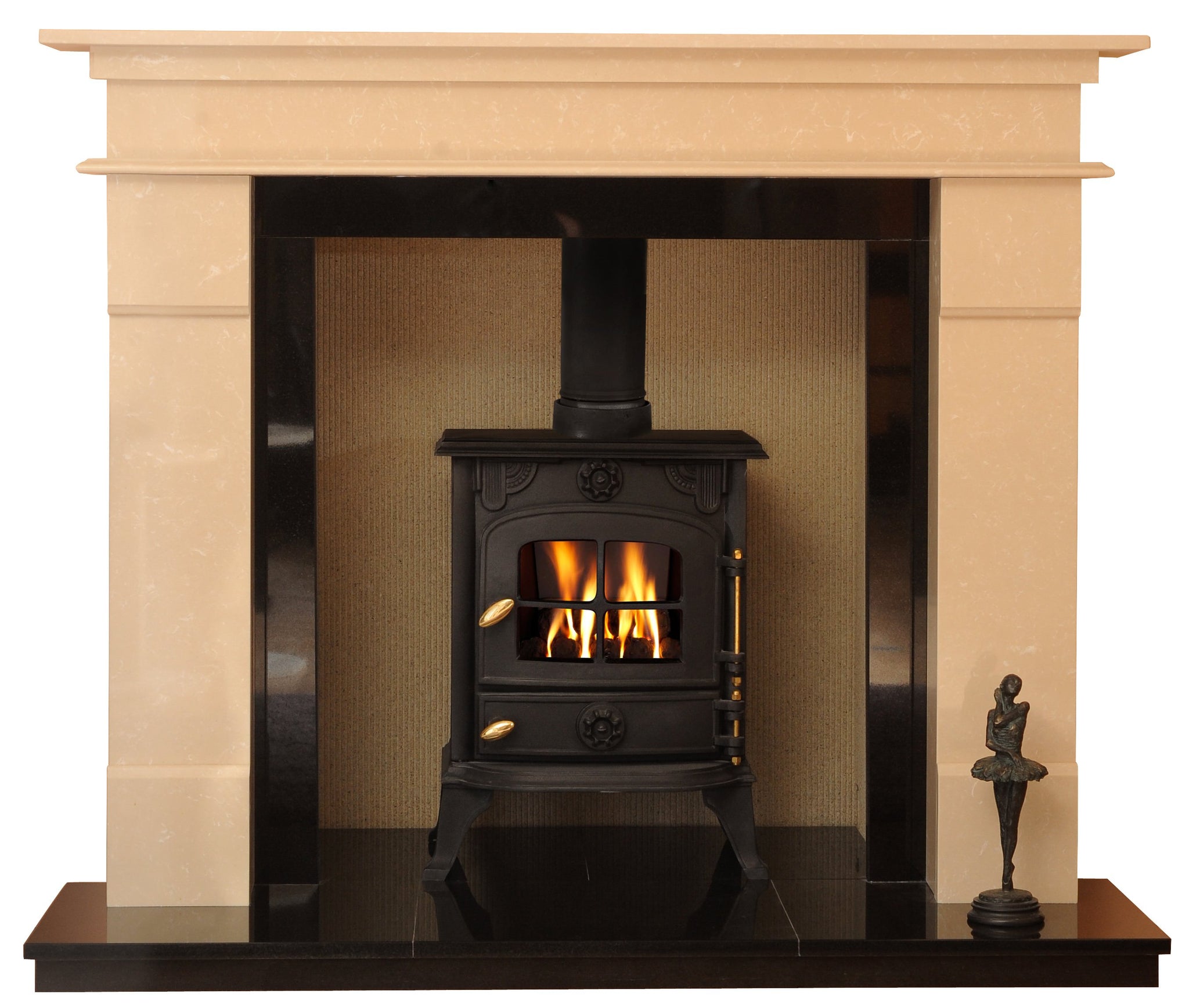 Elegance Solid fuel Marble Fireplace & Hearth - bespokemarblefireplaces