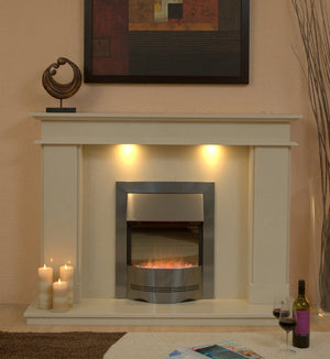 Marble Fireplace Hampton Surround with lights and Electric fire- bespokemarblefireplaces