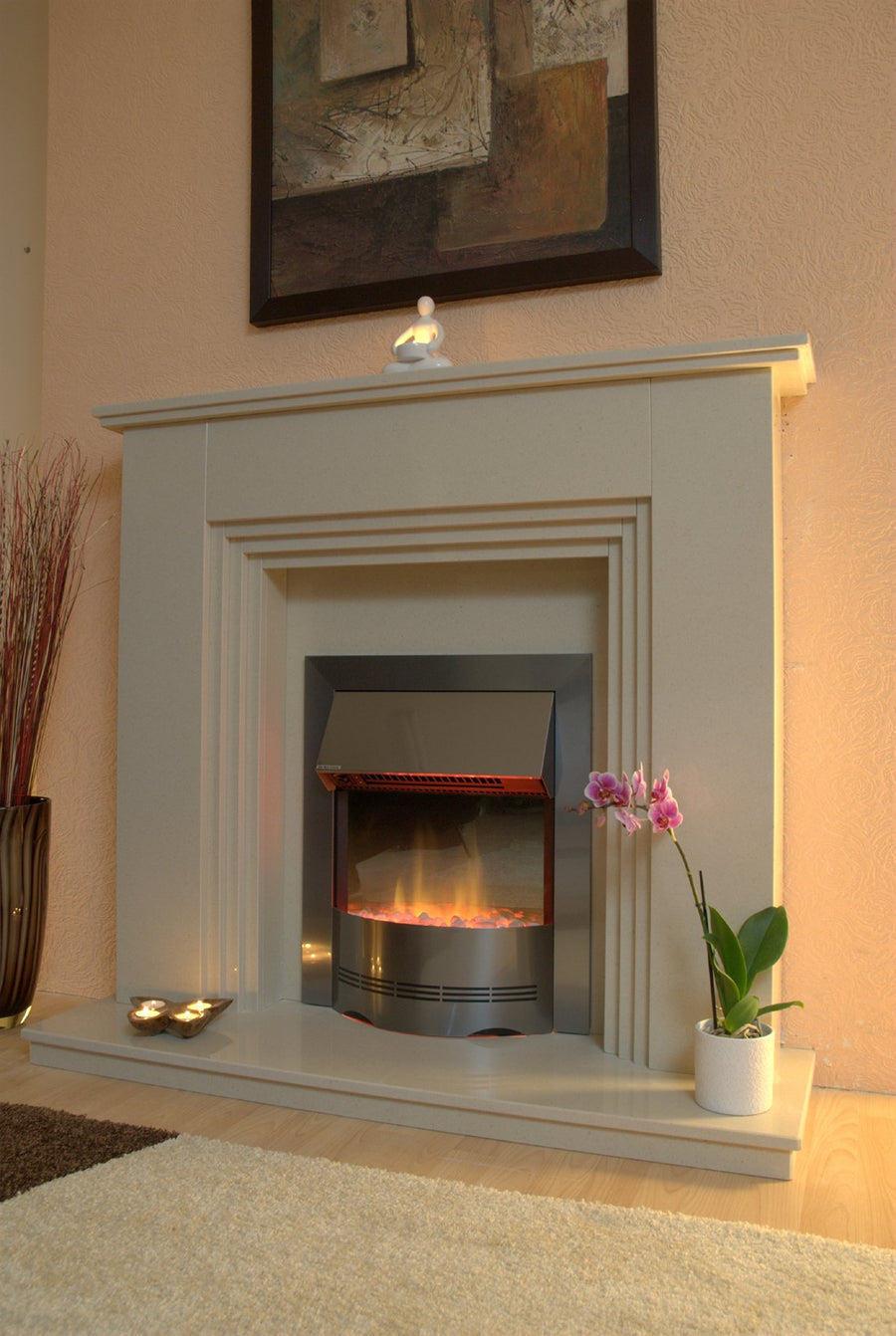 Java Marble Fireplace Hearth & Back Panel - bespokemarblefireplaces