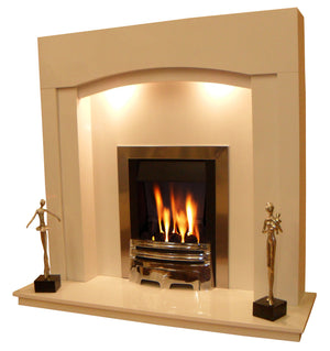 Marble Fireplace Kingston Surround with Gas Fire and Lights - bespokemarblefireplaces