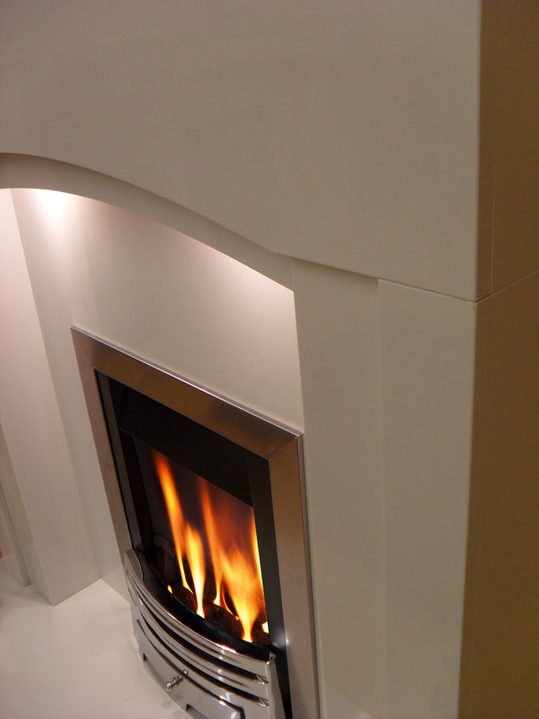 Marble Fireplace Kingston Surround with Chrome Gas Fire and Lights