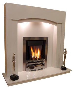 Marble Fireplace Kingston Surround with lights , side view - bespokemarblefireplaces