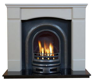 Victorian Marble Fireplace Oxford Surround With Cast Iron panel and Gas fire  - bespokemarblefireplaces