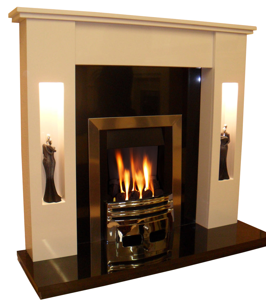 Marble Fireplace Sherwood Surround with lights - bespokemarblefireplaces