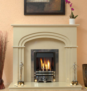 Marble Fireplace Shelbourne Surround with Gas Fire- bespokemarblefireplaces