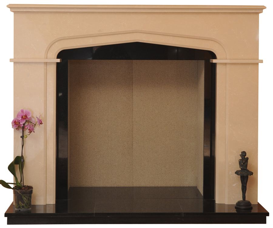 Marble Fireplace Sutton Surround Fitted around Stove  with black Hearths and Black Slips- bespokemarblefireplaces