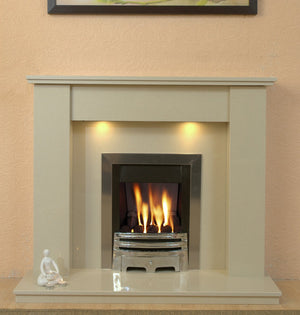 Marble Fireplace Trent Surround with gas Fire and lights- bespokemarblefireplaces