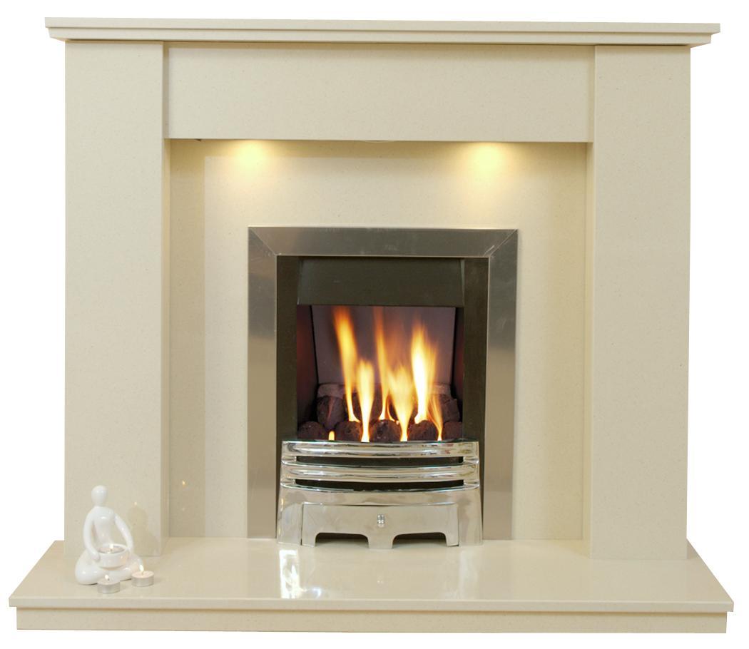 Marble Fireplace Trent Surround with Gas fire with Free Downlights - bespokemarblefireplaces