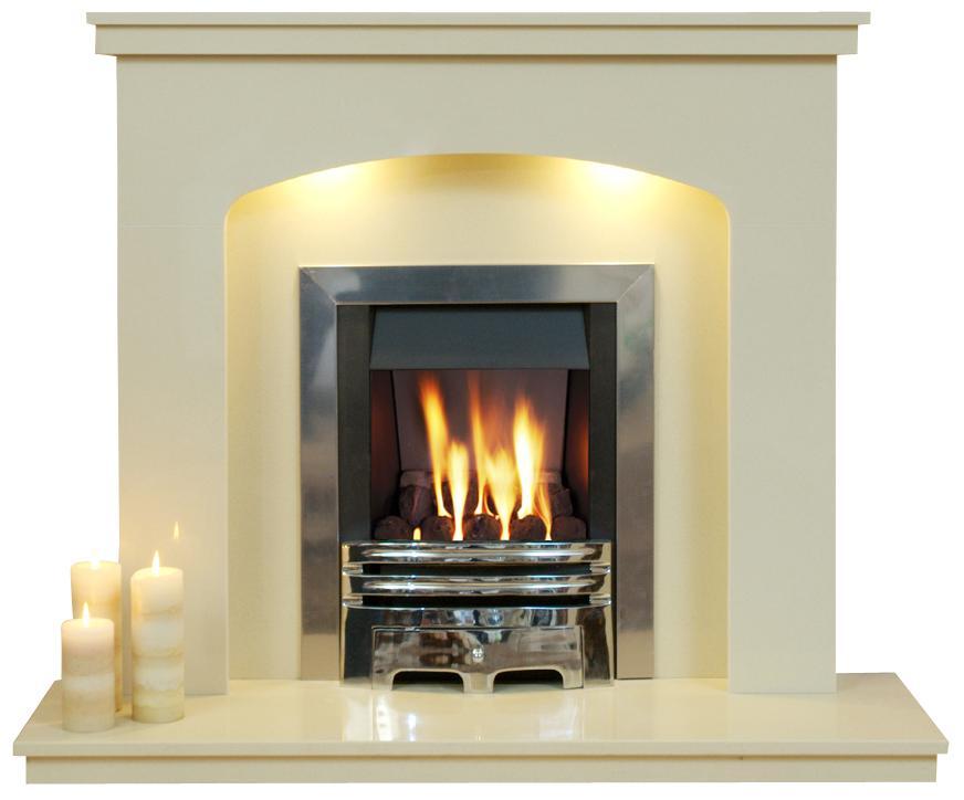Marble Fireplace Windemere Surround with lights - bespokemarblefireplaces