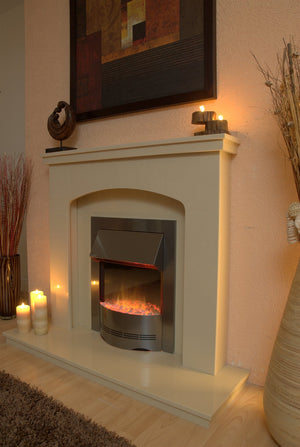 Marble Fireplace Windemere Surround with Electric Fire - bespokemarblefireplaces