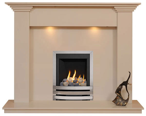 Hamilton Marble Fireplace With Chrome Gas Fire with Pebbles - G5 Package
