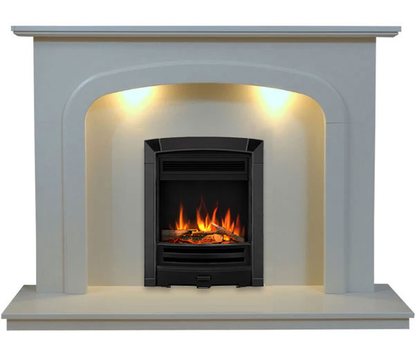 Carlton Marble Fireplace With Electric Fire  E6 Black With Logs Package