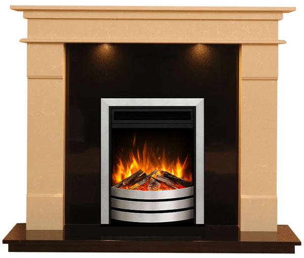 Elegance Marble Fireplace with Chrome Electric Fire With Logs - E20 chrome Package