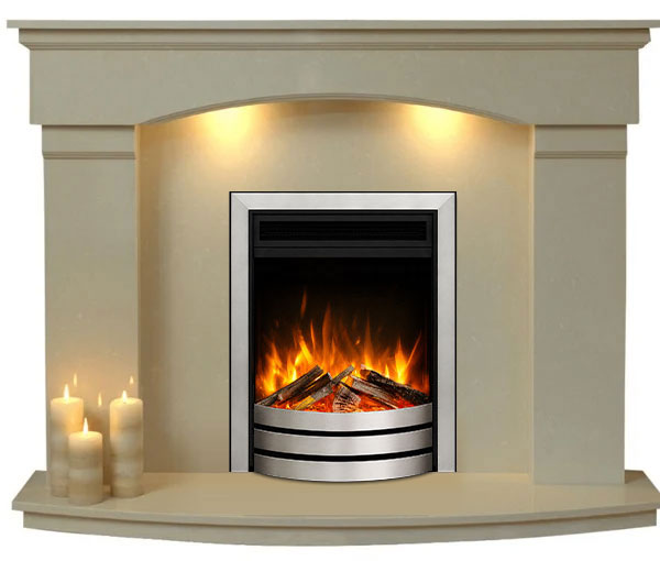 Cambridge Marble Fireplace Surround and Silver Electric Fire E20 Package