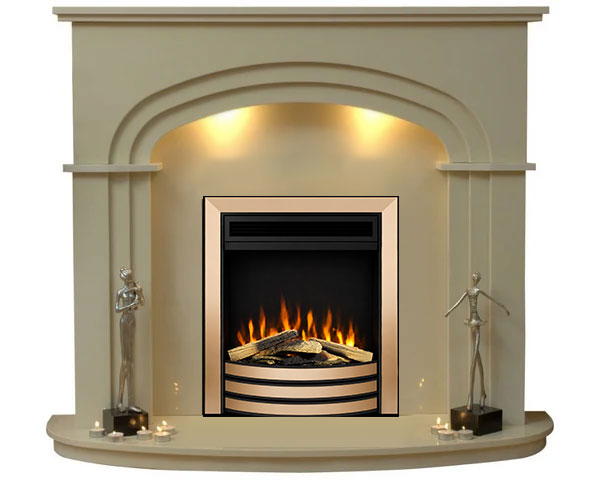 Shelbourne Marble Fireplace with Rose Gold with Logs Electric Fire - E5 Package