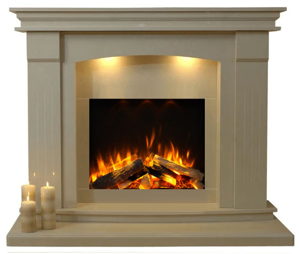 Sheridan Marble Fireplace with Wide Electric Fire  with pebbles- E60 Package