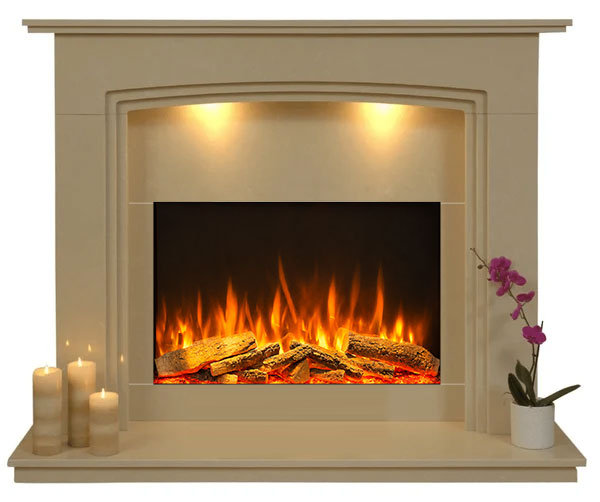 Ashbourne  Marble Fireplace with Chrome Electric Fire - E32 Package