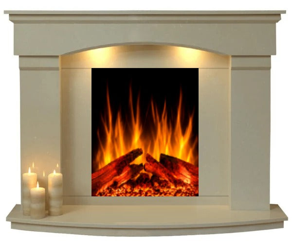 Cambridge Marble Fireplace Surround with wide Electric Fire E31 Package