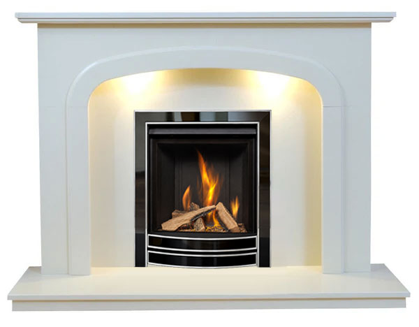 Carlton Marble Fireplace With Chrome Gas Fire with Coals- G28 Package