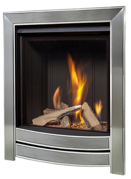 Hamilton Marble Fireplace With Satin Silver Gas Fire with Logs- G28 Package