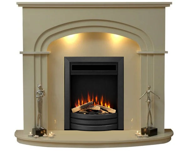 Shelbourne  Marble Fireplace with Black Nickel Electric Fire & Logs -E5 Package