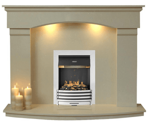  Electri Fireplace Cambridge marble fireplace with Silver Optimist  Electric Fire E2 Package - bespokemarblefireplaces