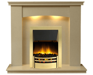 Marble Fireplace Dorchester with Brass Electric E3 Fire- bespokemarblefireplaces