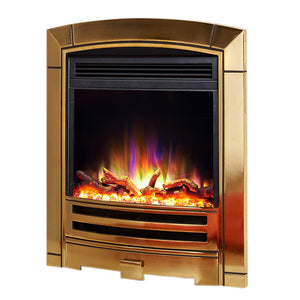 E14 Gold Inset Electric Fire with Logs and Remote