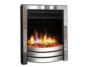Electric Fire Open Fronted Chrome + black with logs and remote - bespokemarblefireplaces