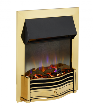 Brass Electric Fire with logs, crystals, coal and Remote control- bespokemarblefireplaces