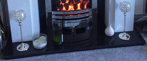 Bkack Granite Hearth with gas Fire- bespokemarblefireplaces