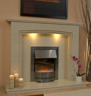 Natural Marble or Limestone Ashbourne Fireplace Hearth & Back Panel - bespokemarblefireplaces
