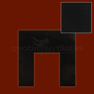 Black Granite Back Panel Solid Fuel Cut & Re-joined - bespokemarblefireplaces