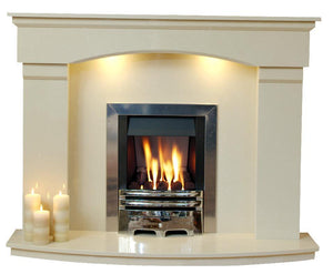 Marble Fireplace Cambridge Surround with Bowed hearth and Arched header - bespokemarblefireplaces