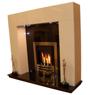 Marble Fireplace Chelmsford Surround With Lights - bespokemarblefireplaces