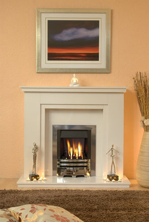 Marble Fireplace Chesterfild Surround with Gas fire fitted in lounge - bespokemarblefireplaces