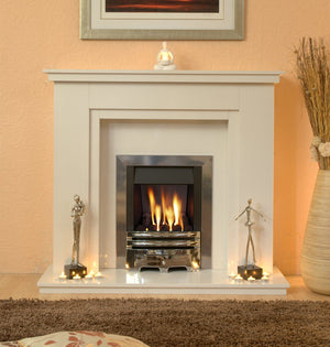 Natural Marble or Limestone Chesterfield Fireplace Hearth & Back Panel - bespokemarblefireplaces