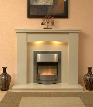 Marble Fireplace Dorchester Surround with Electric Fire fitted in Lounge - bespokemarblefireplaces