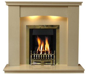 Gas Fireplace Dorchester Marble Surround with Brass Gas G3 Fire Package - bespokemarblefireplaces