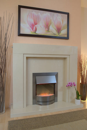 Marble Fireplace Somerset Surround with Electric Fire - bespokemarblefireplaces