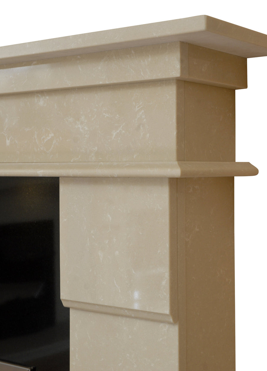 Elegance Marble Fireplace With Chrome Gas Fire and With black Hearth and black Panel- G5 Package