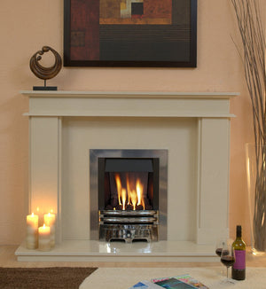 Marble Fireplace Hampton Surround with gas fire- bespokemarblefireplaces