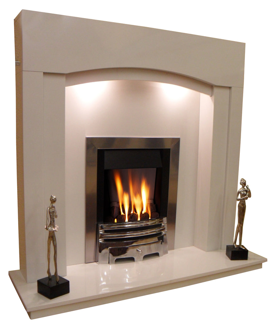 Marble Fireplace Kingston Surround with lights - bespokemarblefireplaces